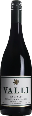 Red Wine Valli Bannockburn Vineyard Pinot Noir 2018